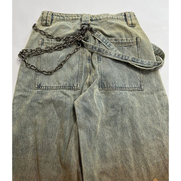 Current Mood Dolls Kills Angry Texts Denim Jeans in Blue Orange - Picture 6 of 7